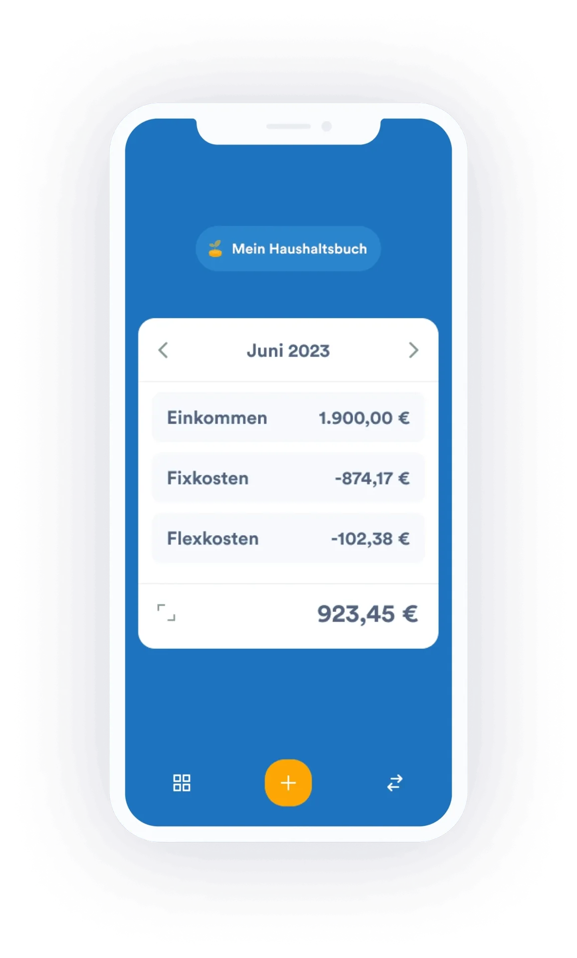 Screenshot der OnePeek App mit Finanzübersicht